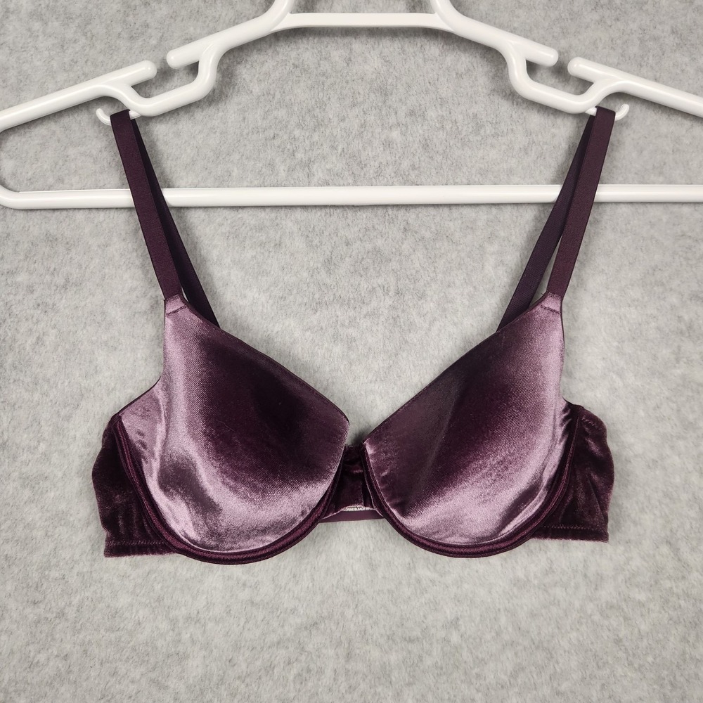 Modern Movement Bra Womens 4B Purple Velvet Padded‎ Underwire Adjustable Straps